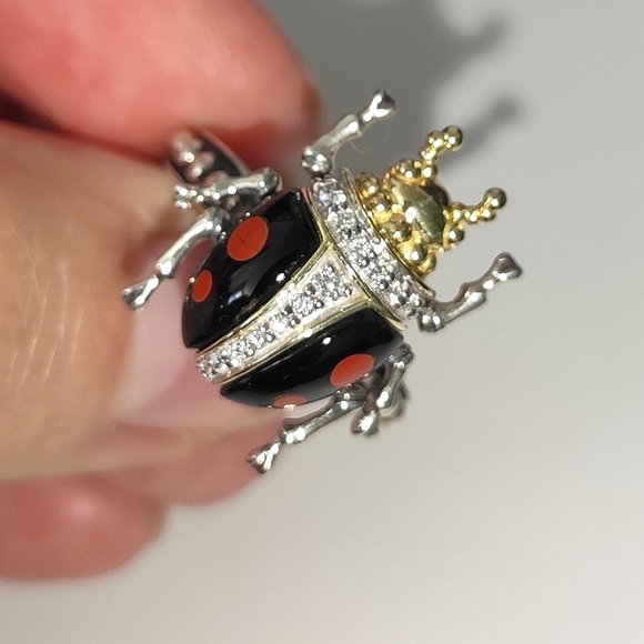 LAGOS Rare Wonders Ladybug Beetle Diamond Gold Silver Gemstone Ring Sz 7 - Picture 10 of 16